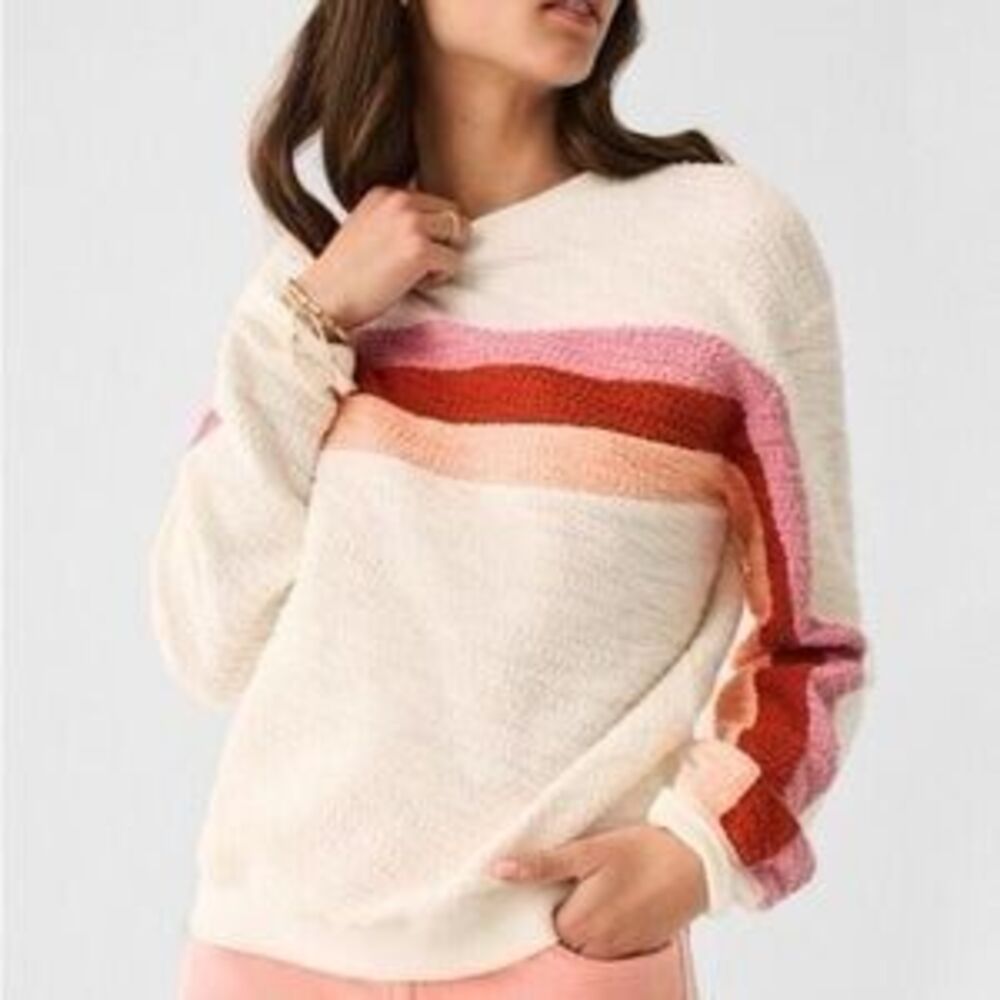 Faherty Vista Stripe Pullover 100% Organic Cotton Multicolor Sweater Women’s XL